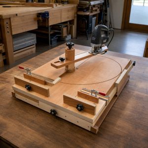 Jigsaw Circle-Cutting Base With a Pivot Arm