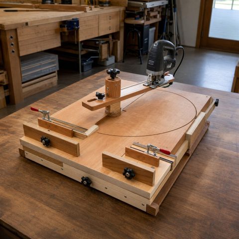 Jigsaw Circle-Cutting Base With a Pivot Arm