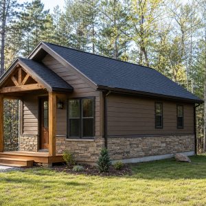 $56,625 Essential Cabin-Inspired Bungalow: 458-Sq.-Ft. One-Bedroom Plan