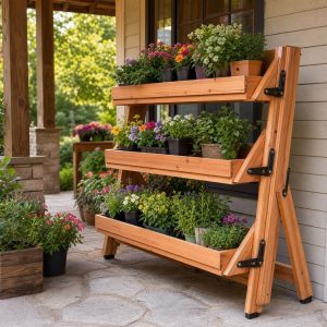 Folding Wooden Plant Market Stand for Seasonal Displays