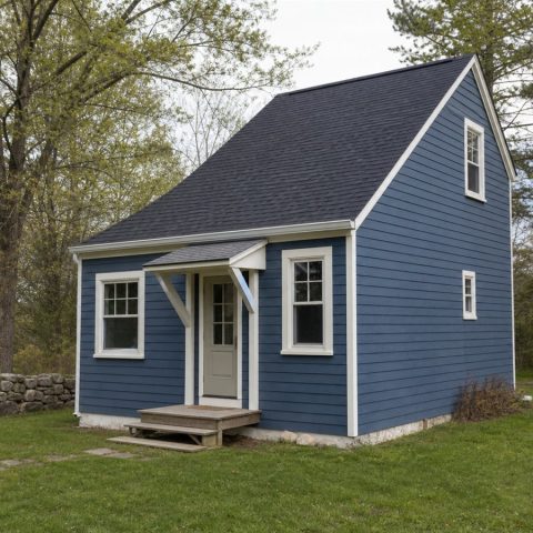 $59,625 Essential Small Saltbox Cottage: 492-Sq.-Ft. One-Bedroom Plan