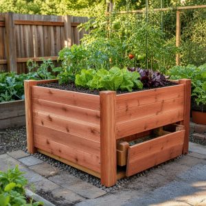 Self-Watering Cedar Bed With a Serviceable Reservoir Box