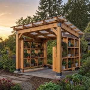 Timber Plant-Exchange Pavilion With Open Cubbies