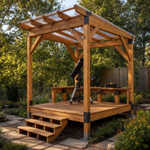 Garden Telescope Platform With a Low Equipment Rail