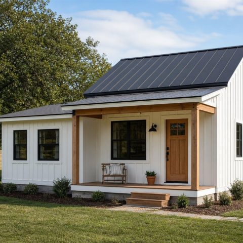$62,625 Essential Small Board-And-Batten Farmhouse: 496-Sq.-Ft. One-Bedroom Plan