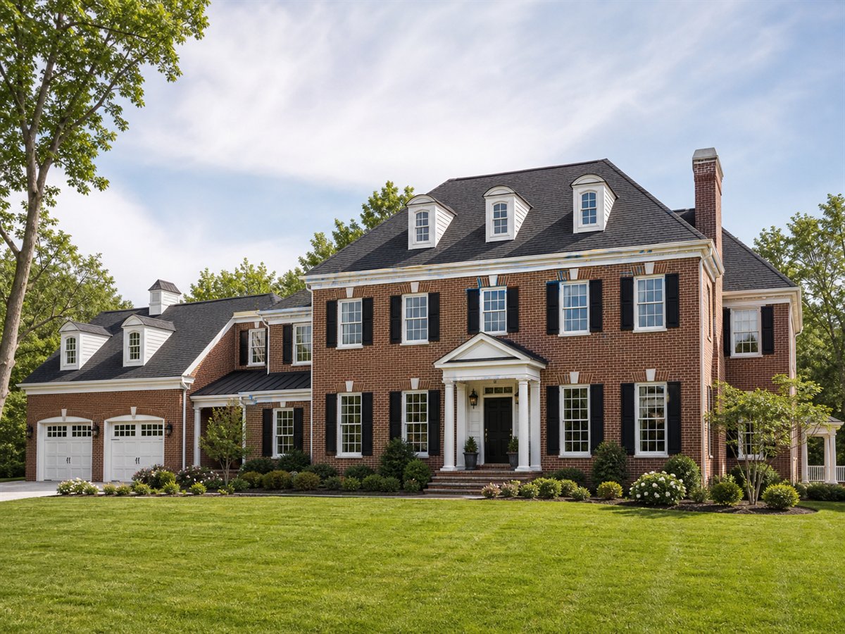 Fairfax Georgian 3240, a conceptual 3240-square-foot Georgian Colonial custom home with a $690,000 construction target