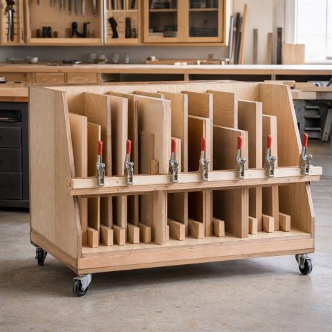 Panel-Gluing Caul Rack With Cam Clamps