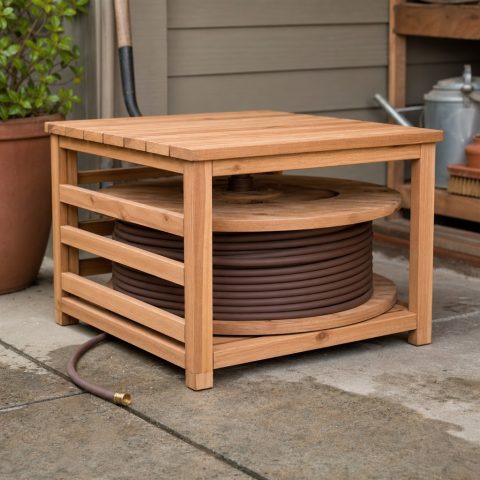 Soaker Hose Storage Box With a Ventilated Reel