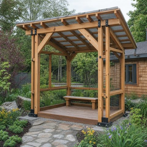Timber Rain-Garden Observation Shelter