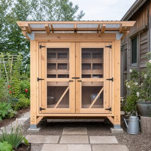 Timber Seed-Swap Kiosk With Weather Doors