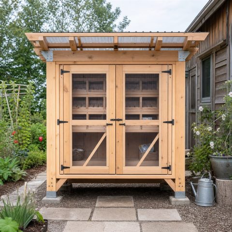 Timber Seed-Swap Kiosk With Weather Doors