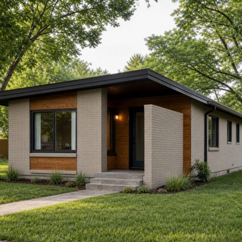 $63,625 Essential Mid-Century-Inspired Small Ranch: 497-Sq.-Ft. One-Bedroom Plan