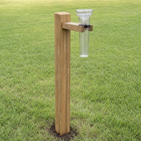 Garden Rain Gauge Post With a Level Mounting Shelf
