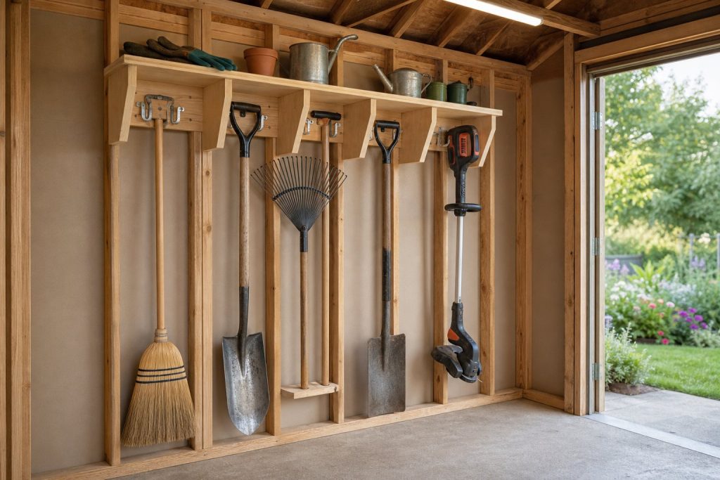 Garden Tool Storage Rack: Wall-Mounted DIY Plan