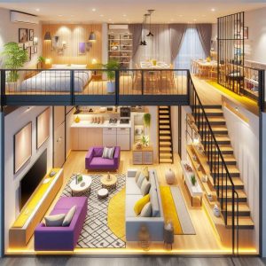 Tiny House Living Room and Loft Design Ideas