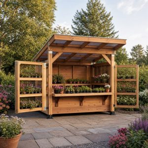 Cedar Plant-Sale Booth With Folding Display Wings