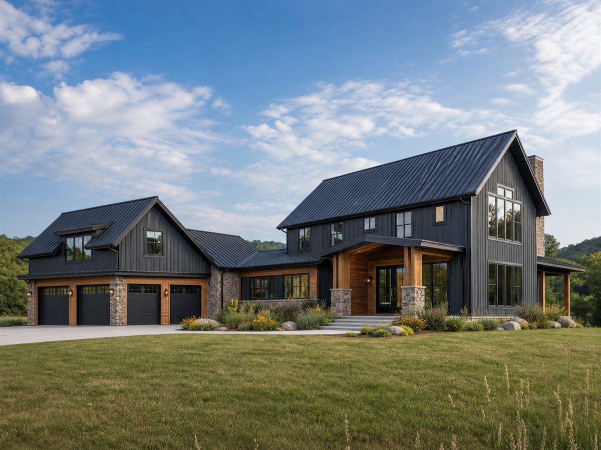 Blackwood Barn House 3300, a conceptual 3300-square-foot modern barn custom home with a $705,000 construction target