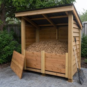 Wood Chip Storage Bay With a Removable Front