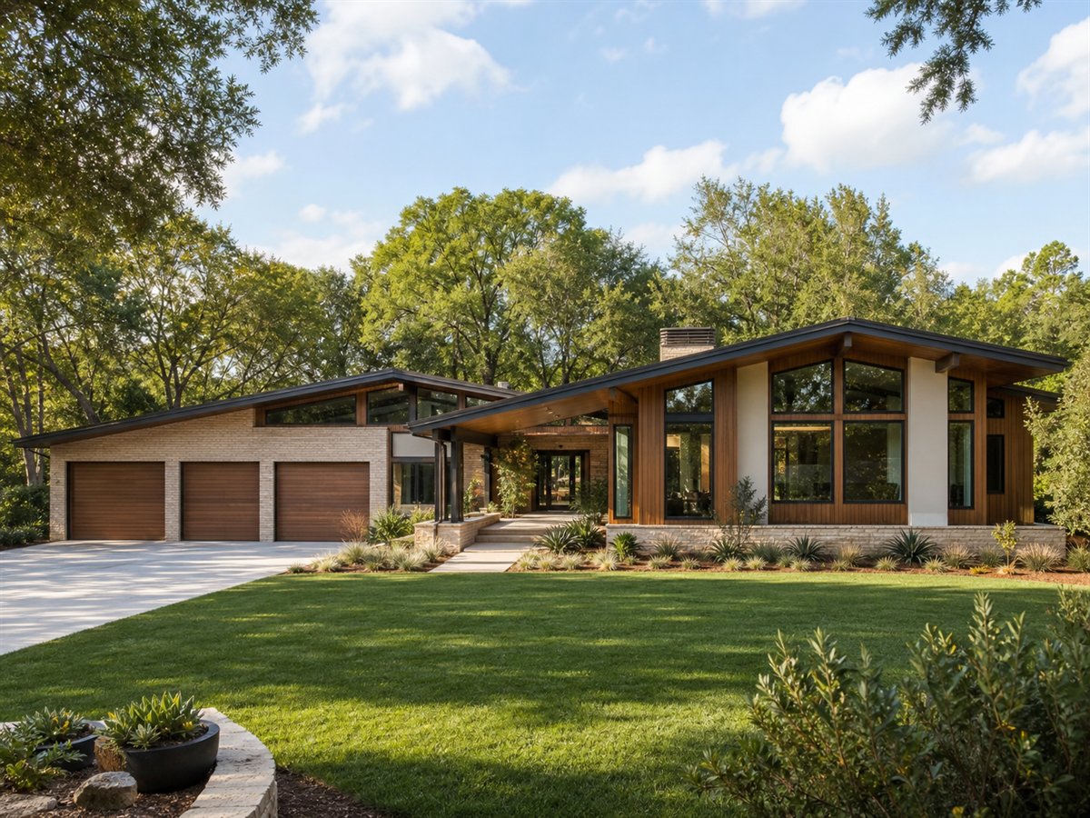 Palm Ridge Modern 3360, a conceptual 3360-square-foot mid-century modern custom home with a $720,000 construction target