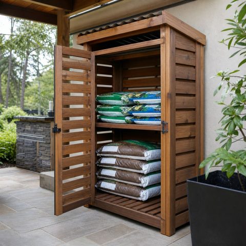 Bagged Soil Locker With a Raised Slatted Floor