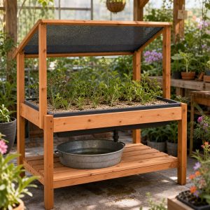 Wooden Propagation Bench With a Removable Sand Tray