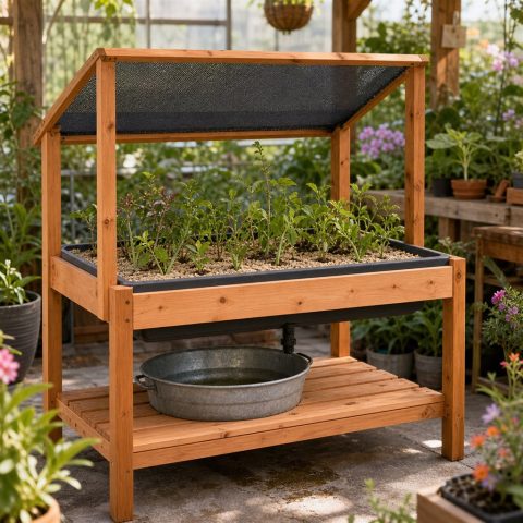 Wooden Propagation Bench With a Removable Sand Tray