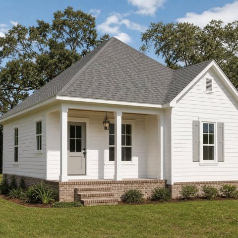 $69,625 Essential Small Acadian Cottage: 534-Sq.-Ft. One-Bedroom Plan