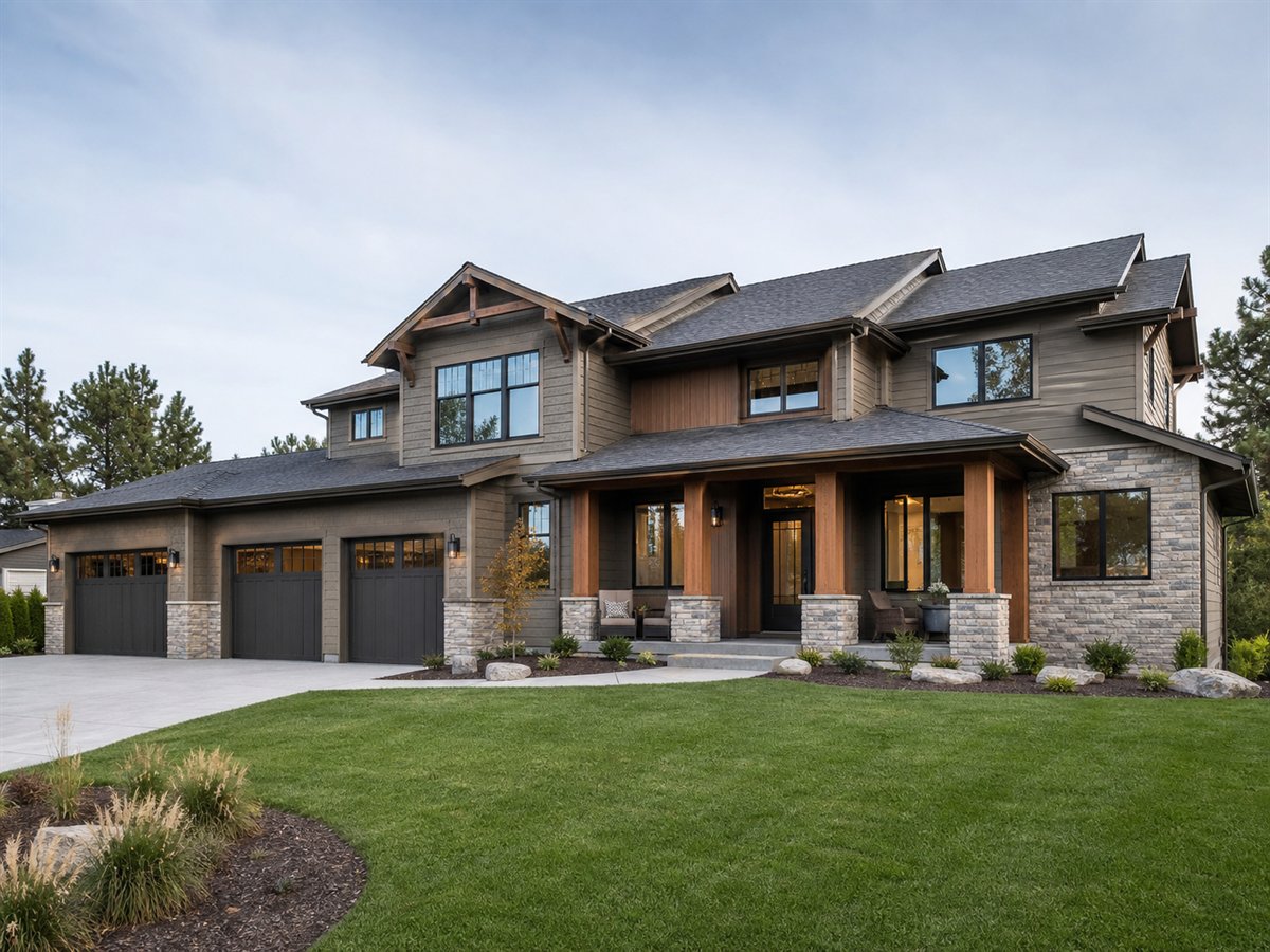 Cedarstone House 3400, a conceptual 3400-square-foot modern Craftsman custom home with a $730,000 construction target