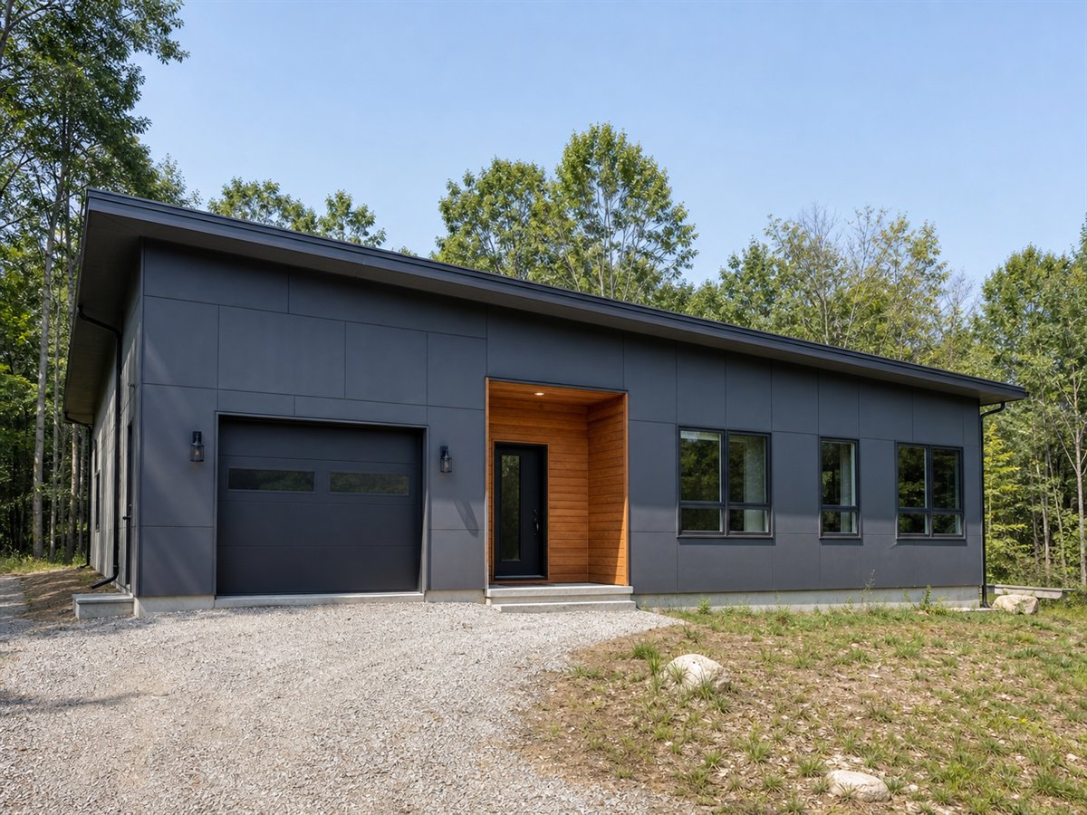 Slate Ridge Modern 1960, a conceptual 1960-square-foot shed-roof contemporary family home with a $367,500 construction target