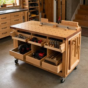 Compact Assembly Table With a Dog-Hole Grid