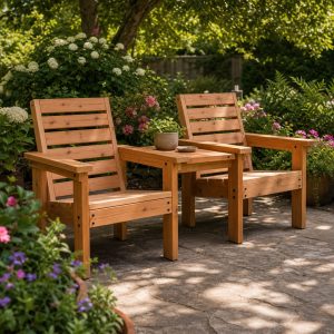 Tete-a-Tete Garden Bench With a Shared Center Table