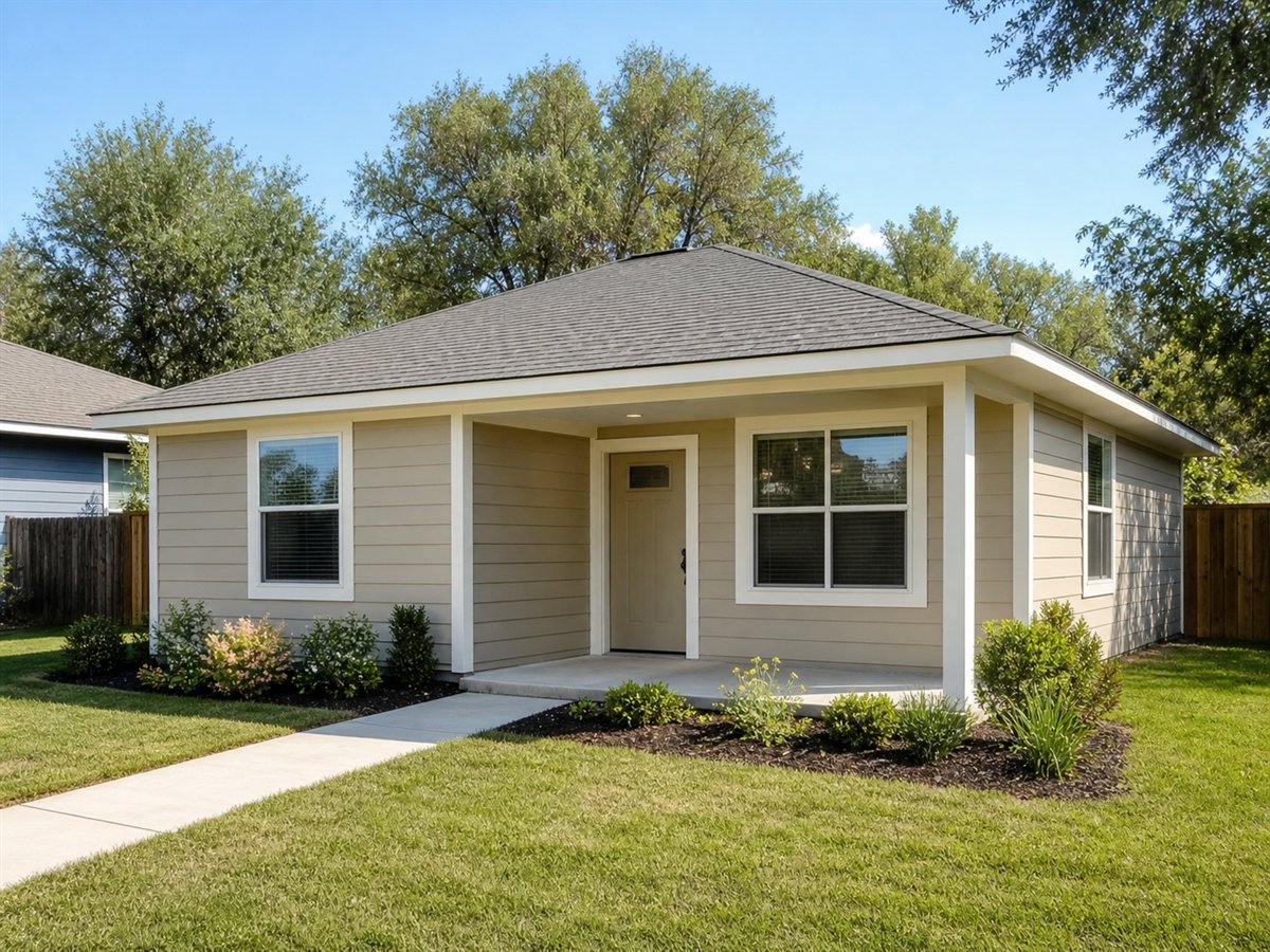 Easy Path Ranch 538, a conceptual 538-square-foot accessible small ranch with a $72,625 construction target