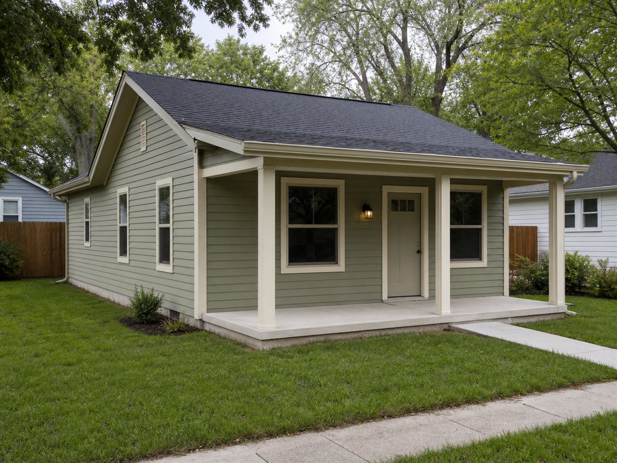 Forever Small Cottage 539, a conceptual 539-square-foot aging-in-place cottage with a $73,625 construction target