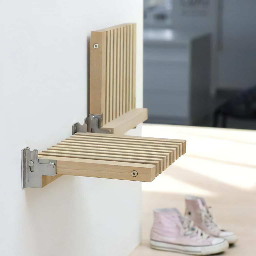 Wooden folding wall rack for drying clothes