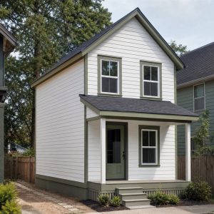 $74,625 Essential Narrow-Lot Small Cottage: 571-Sq.-Ft. One-Bedroom Plan