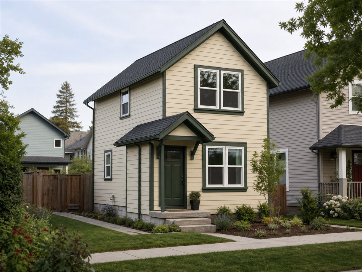 Garden Alley Cottage 572, a conceptual 572-square-foot alley-oriented small home with a $75,625 construction target
