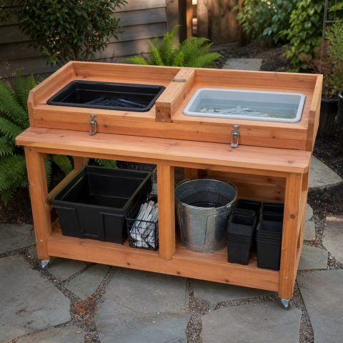 Pot-Label Cleaning Rack With Removable Soaking Trays