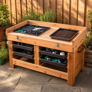 Irrigation-Part Sorting Bench With Removable Trays