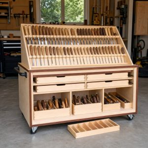 Chisel Cabinet With an Angled Presentation Rack