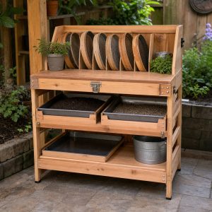 Wooden Garden-Sieve Storage Rack With Drying Slots