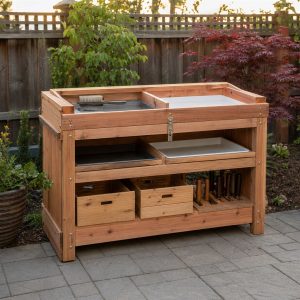 Cedar Hand-Tool Sterilizing Shelf With Washable Inserts