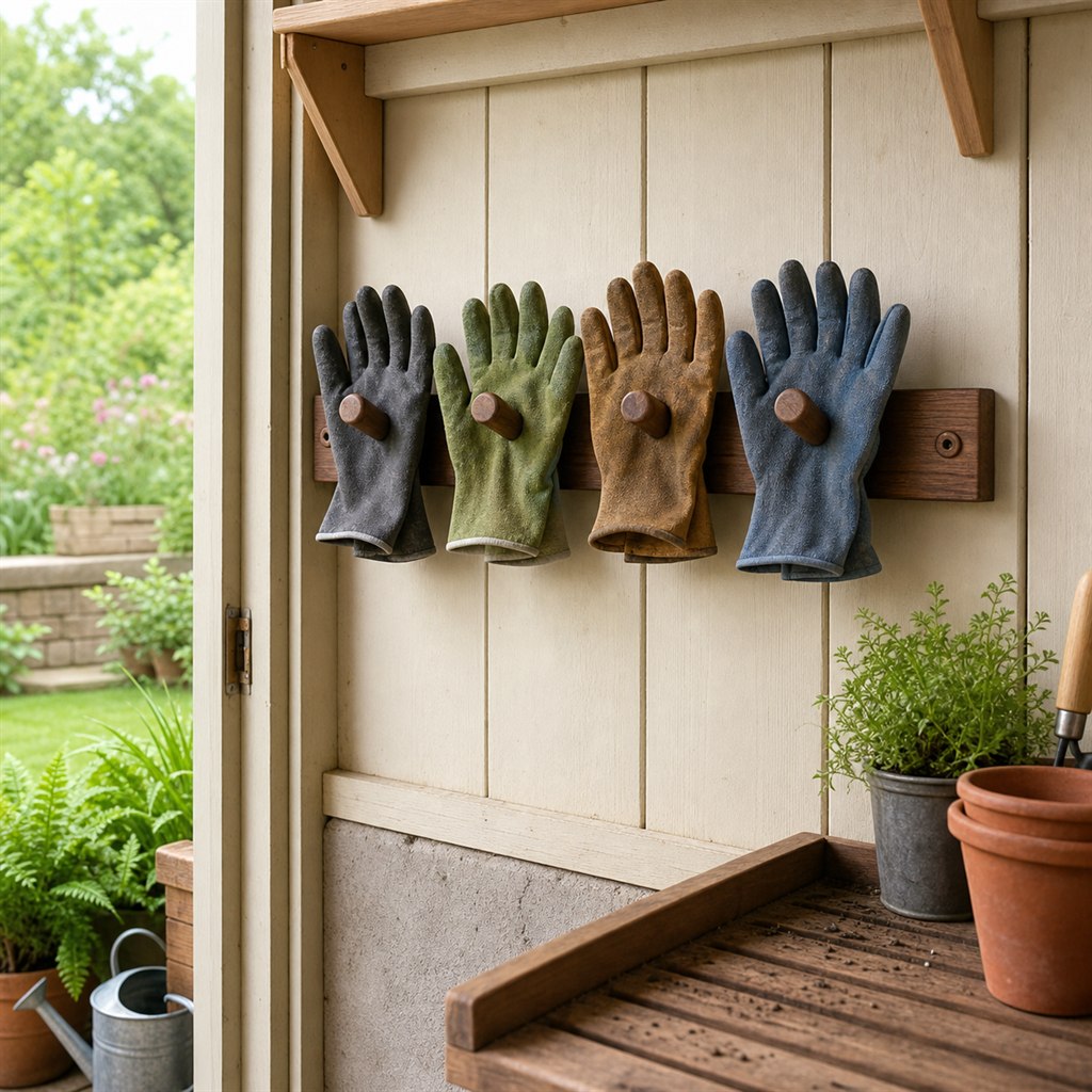 Garden Glove Drying Rack With Rounded Pegs