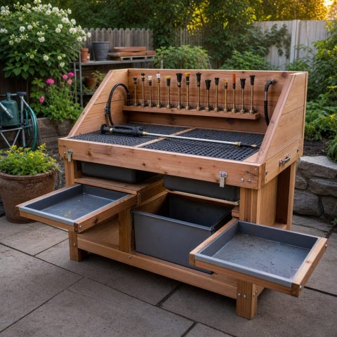 Garden Sprayer Wand Test Stand With Catch Basins