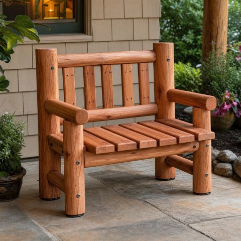 Rustic Log-Style Bench Built From Milled Timber