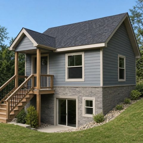 $80,625 Essential Daylight-Basement Cottage: 578-Sq.-Ft. One-Bedroom Plan