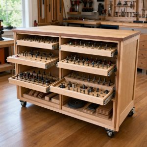Router-Bit Cabinet With Pull-Out Index Trays