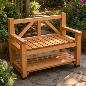 Garden Gate Waiting Bench With a Parcel Shelf