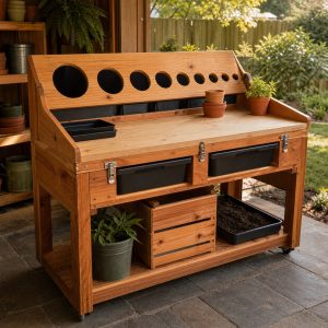 Plant-Pot Measuring Board With Graduated Circular Openings