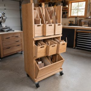 Rolling Scrap-Wood Cart With Removable Bins