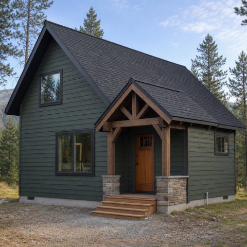 $82,625 Essential Small Mountain Cottage: 611-Sq.-Ft. One-Bedroom Plan